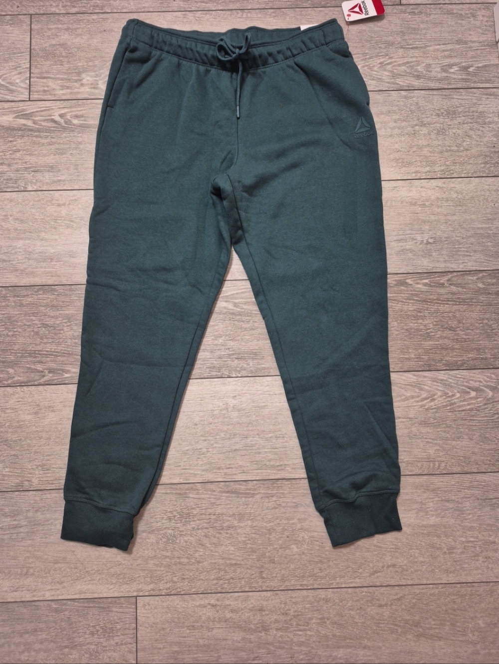 Reebok Women's Forest Green Cuffed Fleece Joggers Sweat Pants Drawstring Waist